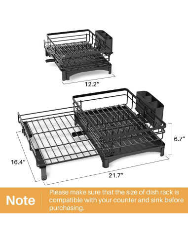 Escurridor de Platos SNTD Extensible Acero Inoxidable Negro