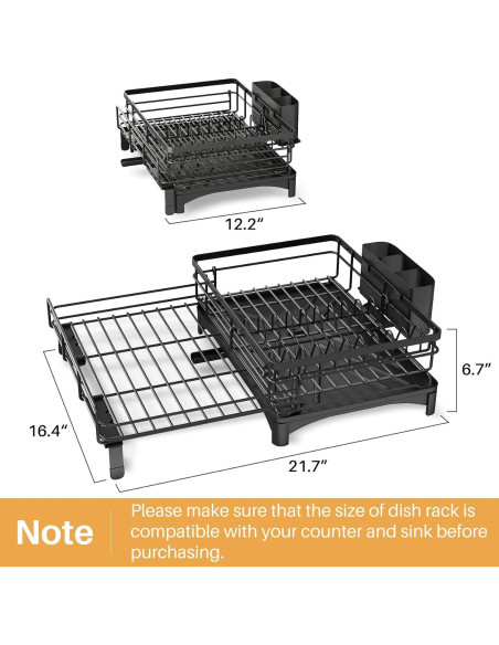 Escurridor de Platos SNTD Extensible Acero Inoxidable Negro