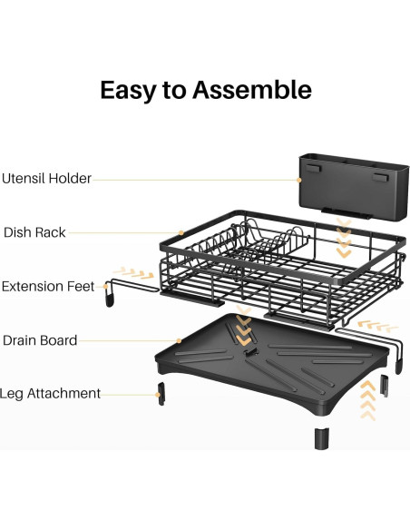 Escurridor de Platos SNTD Extensible Acero Inoxidable Negro