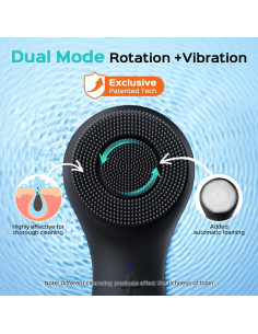 Cepillo Facial COSLUS 2 en 1 Silicona Impermeable Negro 2