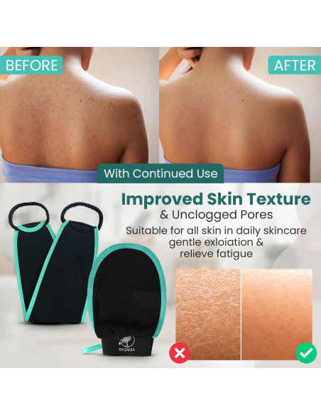 Guante Exfoliante R'GANIA para Cuerpo y Cepillo Espalda
