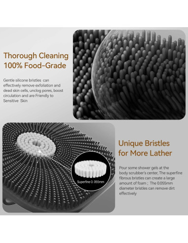 Esponja Exfoliante Corporal de Silicona Kpyphm Negra 15x12cm