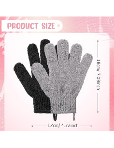 104 Guantes Exfoliantes Didaey para Baño y Spa - Negro y Gris 2
