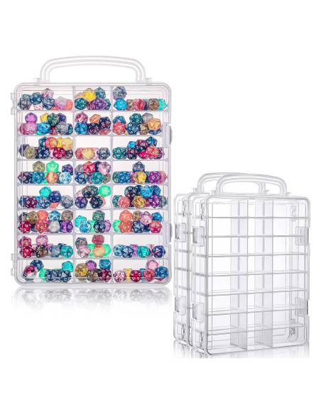 Caja de Almacenamiento de Dados Aoriher 2 Piezas 48 Ranuras