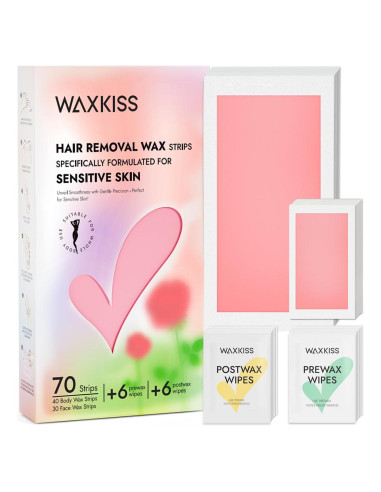 Cintas de Cera Suave Waxkiss 70 Unidades para Depilación
