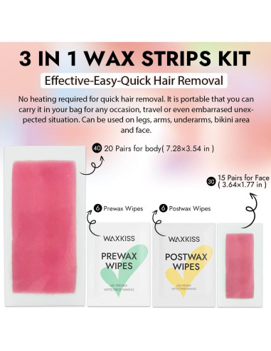 Cintas de Cera Suave Waxkiss 70 Unidades para Depilación