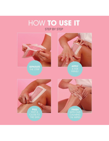 Cintas de Cera Extra Largas Nad's - Kit 20 Cintas + 4 Toallitas