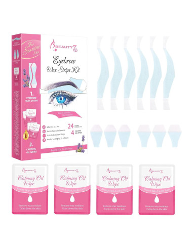 Cintas de Cera para Cejas Beauty7 - Piel Sensible, 24 Unidades