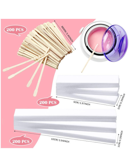 Kit de Cera 600 Pcs Leelosp Tiras y Palitos para Vello