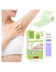 80 Tiras de Cera Depilatoria BXQJRJ + 20 Toallitas Calmantes