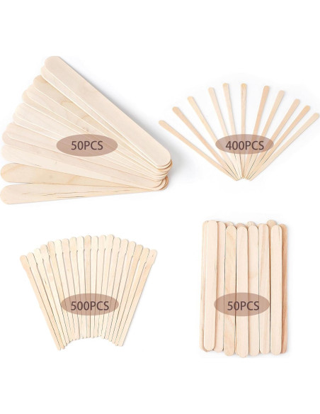 1000 Palitos de Cera de Madera EWVVSS - 4 Tamaños