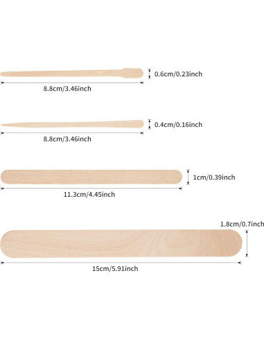 1000 Palitos de Cera de Madera EWVVSS - 4 Tamaños