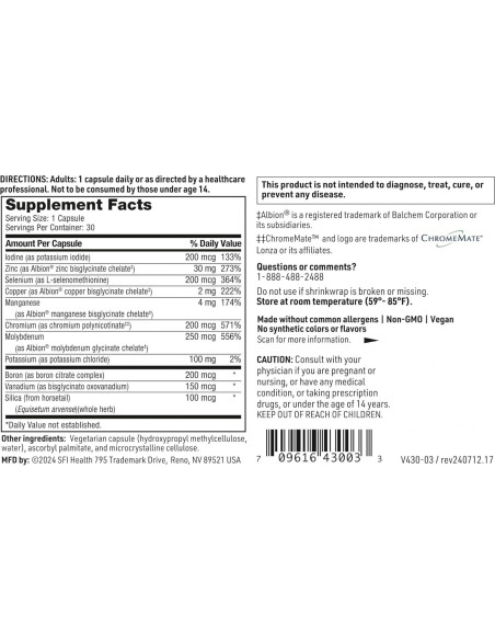 Klaire Labs Complejo de Minerales Traza LDA 30 Cápsulas