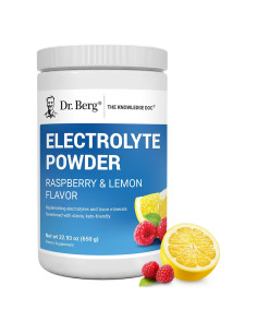 Polvo de Electrolitos Dr. Berg 1000 mg Potasio Frambuesa Limón