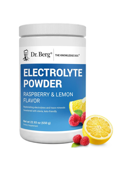 Polvo de Electrolitos Dr. Berg 1000 mg Potasio Frambuesa Limón