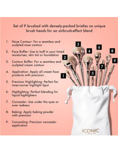 Juego de Brochas de Maquillaje ICONIC LONDON HD Blend 9 Pzas 2