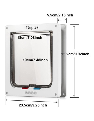 Puerta para Gatos Depets Grande 25x23 cm con Cerradura 4 Vías