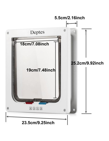 Puerta para Gatos Depets Grande 25x23 cm con Cerradura 4 Vías