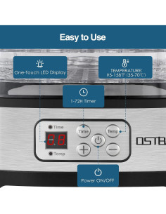 Deshidratadora de Alimentos OSTBA 5 Bandejas 240W LED 2