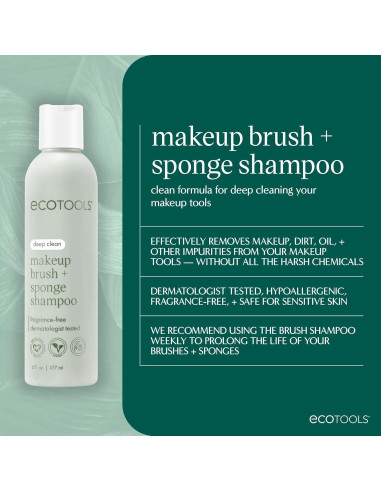 Champú para Brochas EcoTools 236 ml, Vegano y Sin Fragancia