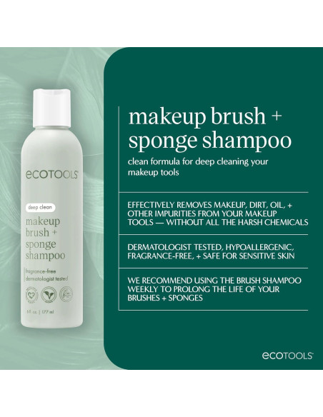 Champú para Brochas EcoTools 236 ml, Vegano y Sin Fragancia