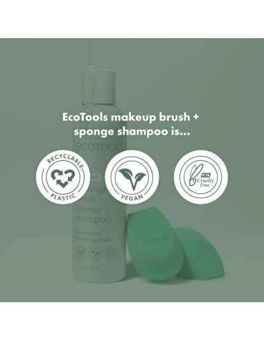 Champú para Brochas EcoTools 236 ml, Vegano y Sin Fragancia