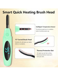 Rizador de Pestañas Eléctrico Acavado Verde 3 Temperaturas 2