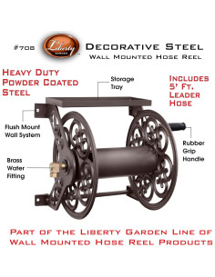 Carrete de Manguera de Pared Liberty Garden 708 - Acero Bronce 2