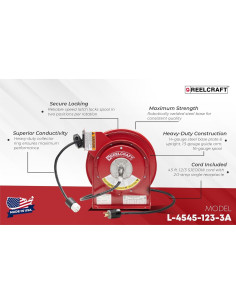 Carrete de Cable Eléctrico Reelcraft 20A 13,72m Rojo 2