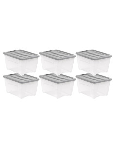 Contenedores de Almacenamiento Apilables Amazon Basics 32L, 6 Pzas