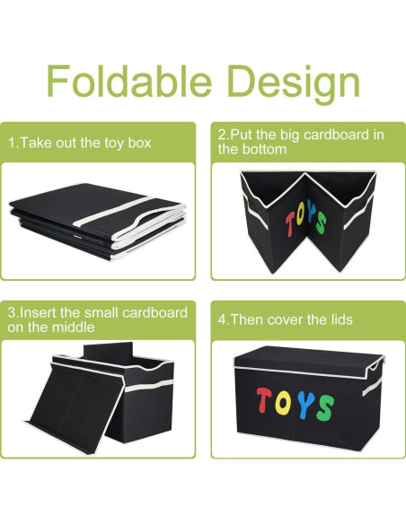 Caja de Juguetes Plegable YOLOXO Negra 82L 40kg Caja de Juguetes Plegable YOLOXO Negra 82L 40kg
