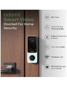 Cámara de timbre de video Adomii 3MP WiFi IP65 Batería 6 meses 2