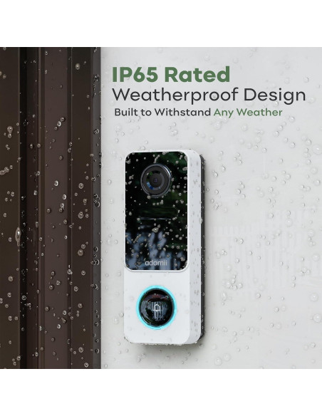 Cámara de timbre de video Adomii 3MP WiFi IP65 Batería 6 meses