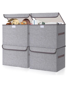 Cajas de Almacenamiento Plegables Bagnizer 22L Gris - Paquete de 4