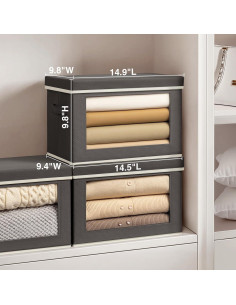 Cajas de Almacenamiento Homsorout 3 Paquetes 37,85x24,89cm Gris 2