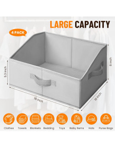 Cestas Organizadoras Criusia 4 Pack Grandes Gris 40x25x20 cm 2