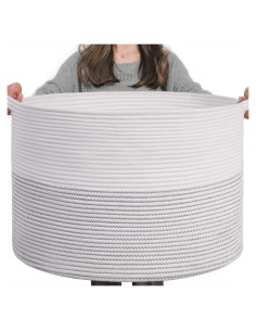 Cesta de Almacenamiento INDRESSME Algodón 55x35 cm Blanco