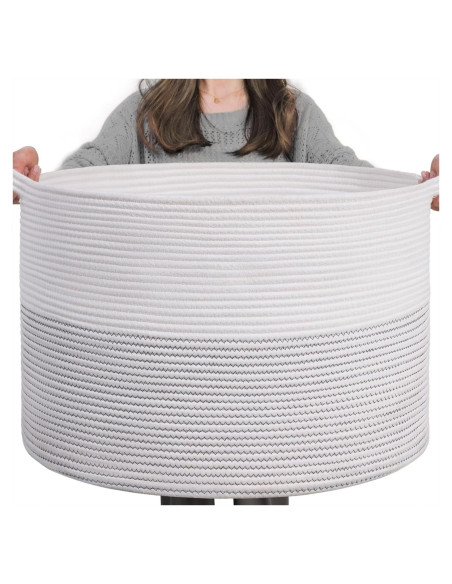 Cesta de Almacenamiento INDRESSME Algodón 55x35 cm Blanco