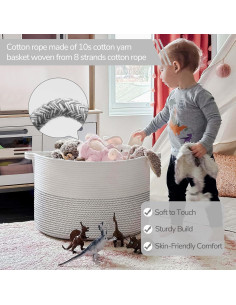 Cesta de Almacenamiento INDRESSME Algodón 55x35 cm Blanco 2