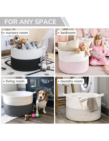 Cesta de Almacenamiento INDRESSME Algodón 55x35 cm Blanco