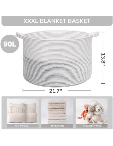 Cesta de Almacenamiento INDRESSME Algodón 55x35 cm Blanco