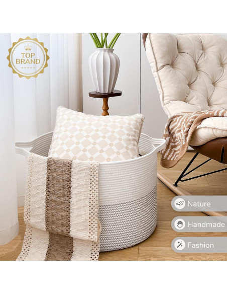 Cesta de Almacenamiento INDRESSME Algodón 55x35 cm Blanco