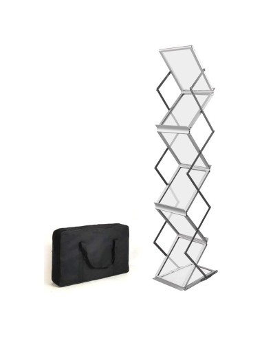 Soporte Plegable para Revistas HUAZI, 6 Bolsillos A4, Aluminio
