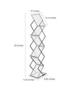 Soporte Plegable para Revistas HUAZI, 6 Bolsillos A4, Aluminio 2