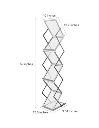 Soporte Plegable para Revistas HUAZI, 6 Bolsillos A4, Aluminio