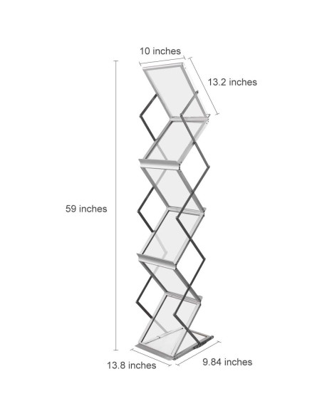 Soporte Plegable para Revistas HUAZI, 6 Bolsillos A4, Aluminio