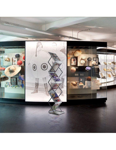 Soporte Plegable para Revistas HUAZI, 6 Bolsillos A4, Aluminio