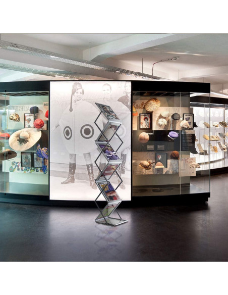 Soporte Plegable para Revistas HUAZI, 6 Bolsillos A4, Aluminio