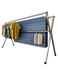 Estante Secador de Ropa YACASA Acero Inoxidable 200 cm Plegable