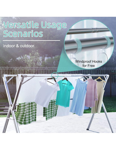 Estante Secador de Ropa YACASA Acero Inoxidable 200 cm Plegable